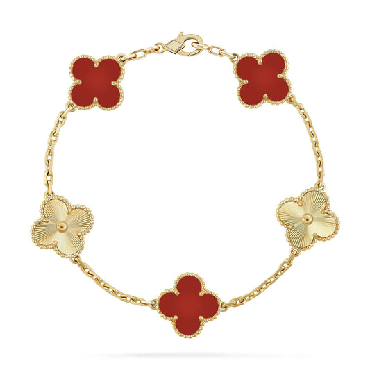 [Agudo Jewelry]CLOVER  5 MOTIFS CARNELIAN GOLD BRACELET