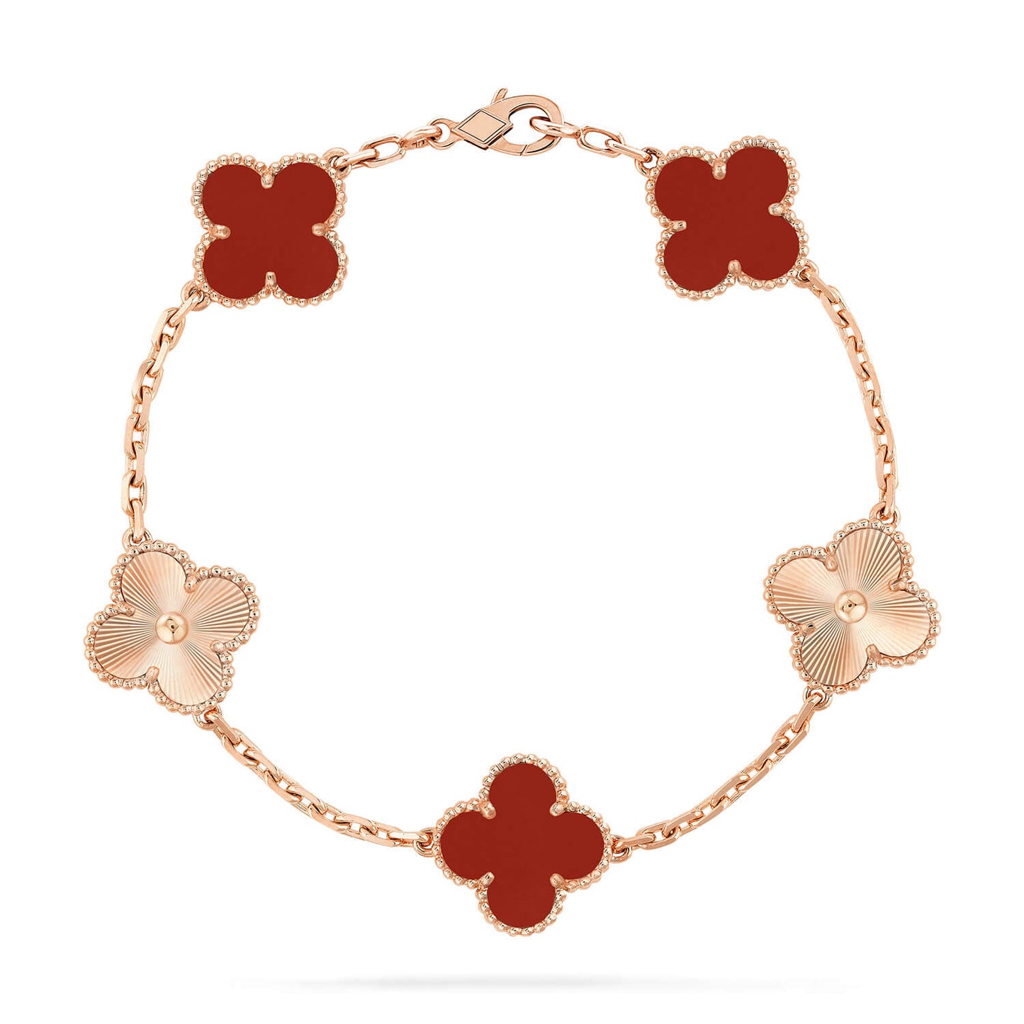 [Agudo Jewelry]CLOVER  5 MOTIFS CARNELIAN GOLD BRACELET