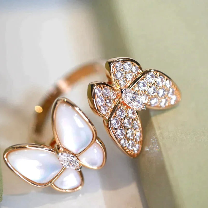 [Agudo Jewelry]TWIN BUTTERFLY DIAMOND MOP RING