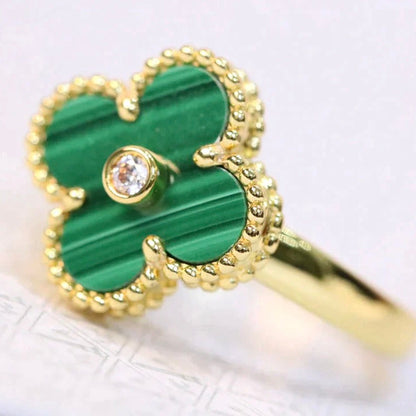 [Agudo  Jewelry]CLOVER MALACHITE RING GOLD DIAMOND