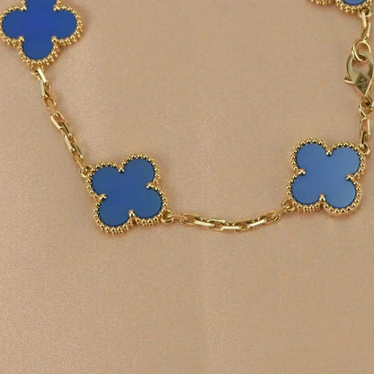 [Agudo Jewelry]CLOVER 5 MOTIFS BLUE AGATE BRACELET