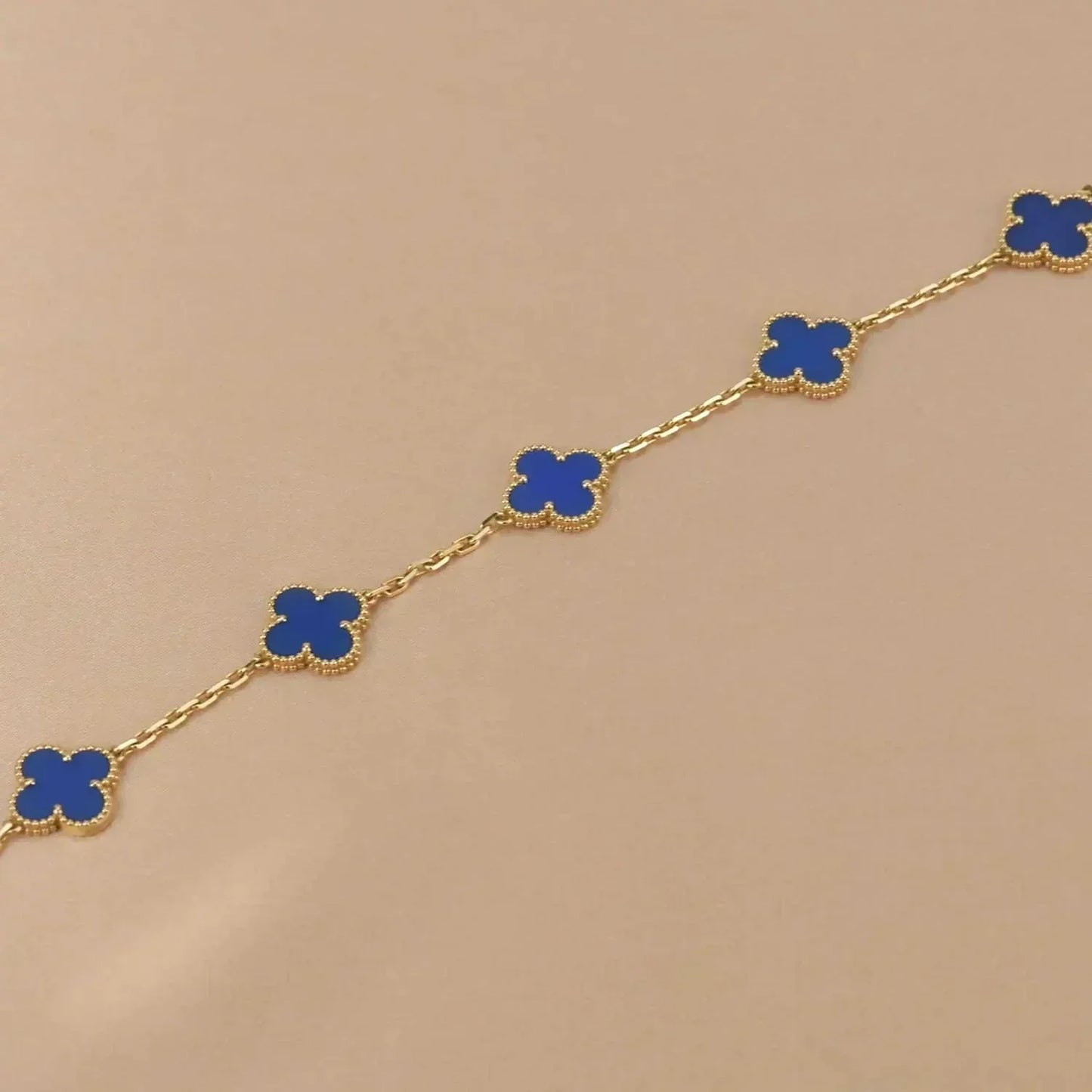 [Agudo Jewelry]CLOVER 5 MOTIFS BLUE AGATE BRACELET