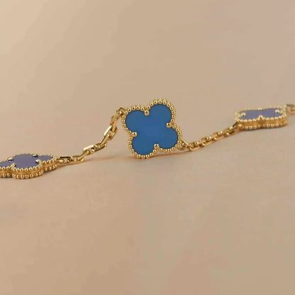 [Agudo Jewelry]CLOVER 5 MOTIFS BLUE AGATE BRACELET