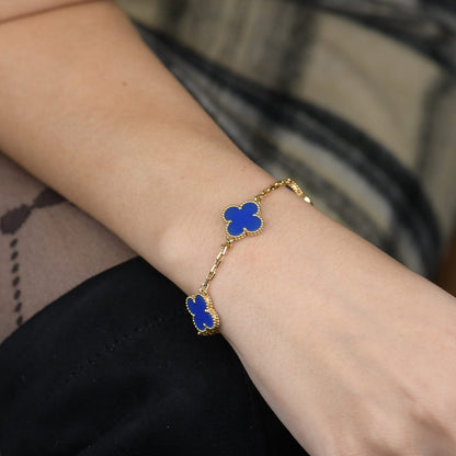 [Agudo Jewelry]CLOVER 5 MOTIFS BLUE AGATE BRACELET