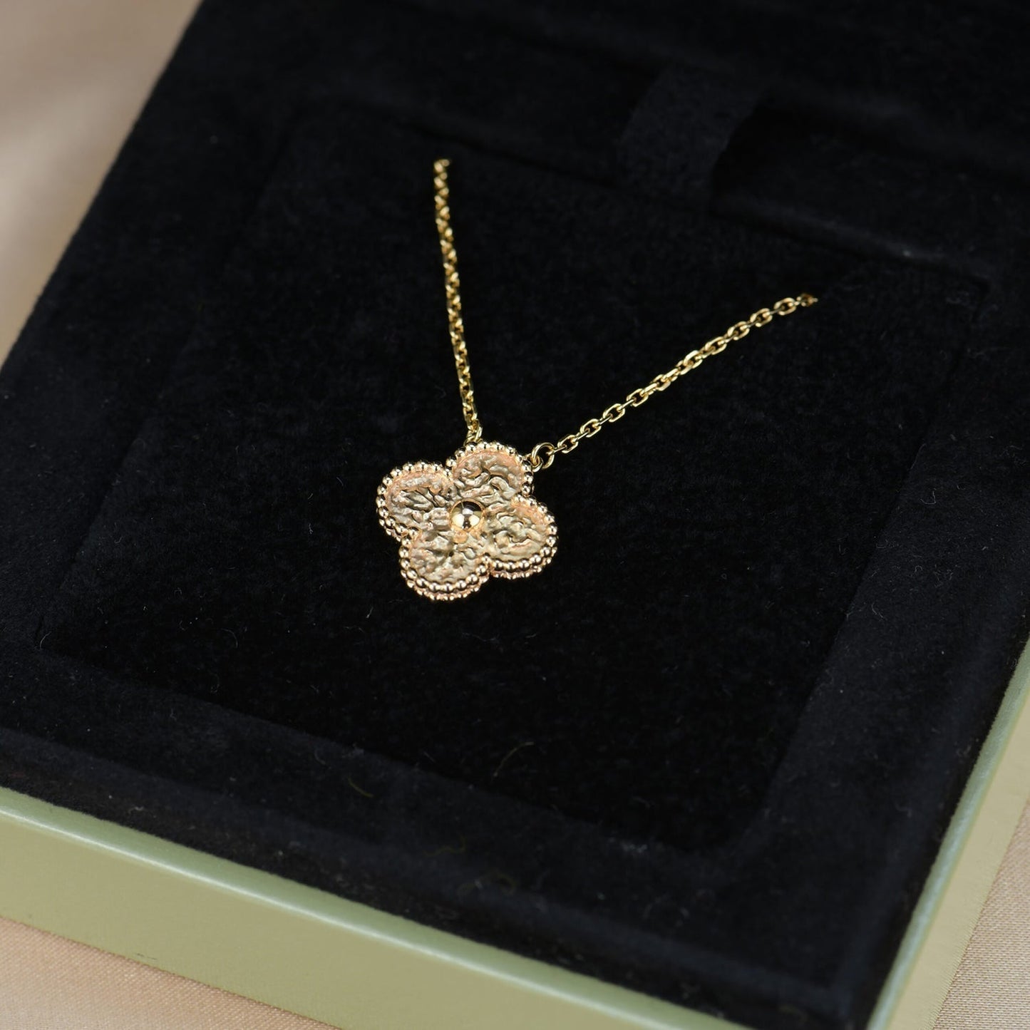 [Agudo Jewelry]CLOVER 15MM  BRONZING NECKLACE