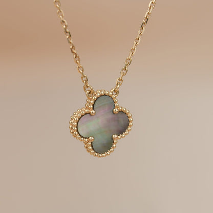 [Agudo Jewelry]CLOVER 15MM  GRAY MOTHER OF PEARL NECKLACE