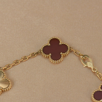 [Agudo Jewelry]CLOVER  5 MOTIFS CARNELIAN GOLD BRACELET