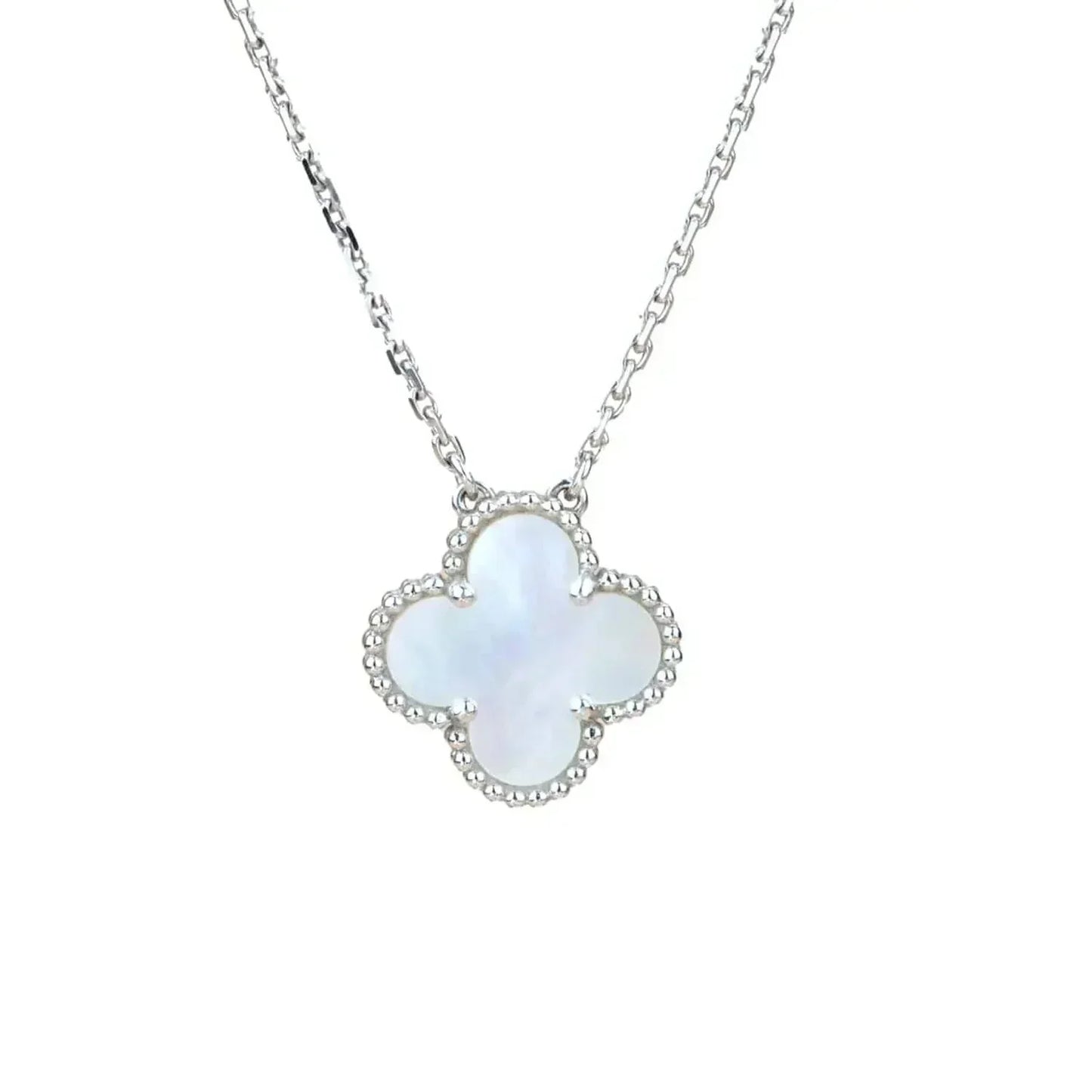 [Agudo Jewelry]CLOVER  15MM WHITE MOTHER-OF-PEARL SILVER