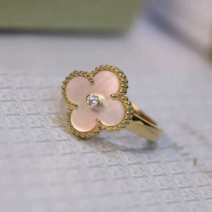 [Agudo  Jewelry]CLOVER PINK MOP RING GOLD DIAMOND