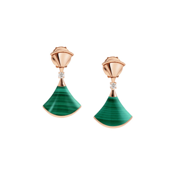 [Agudo Jewelry]DREAM MALACHITE PINK GOLD EARRINGS