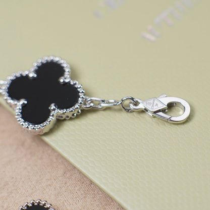 [Agudo Jewelry]CLOVER 5 MOTIF ONYXS  BRACELET SILVER