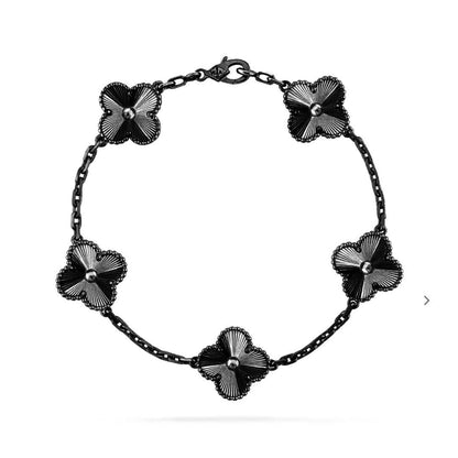 [Agudo Jewelry]CLOVER 5 MOTIF BLACK BRACELET