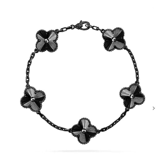 [Agudo Jewelry]CLOVER 5 MOTIF BLACK BRACELET