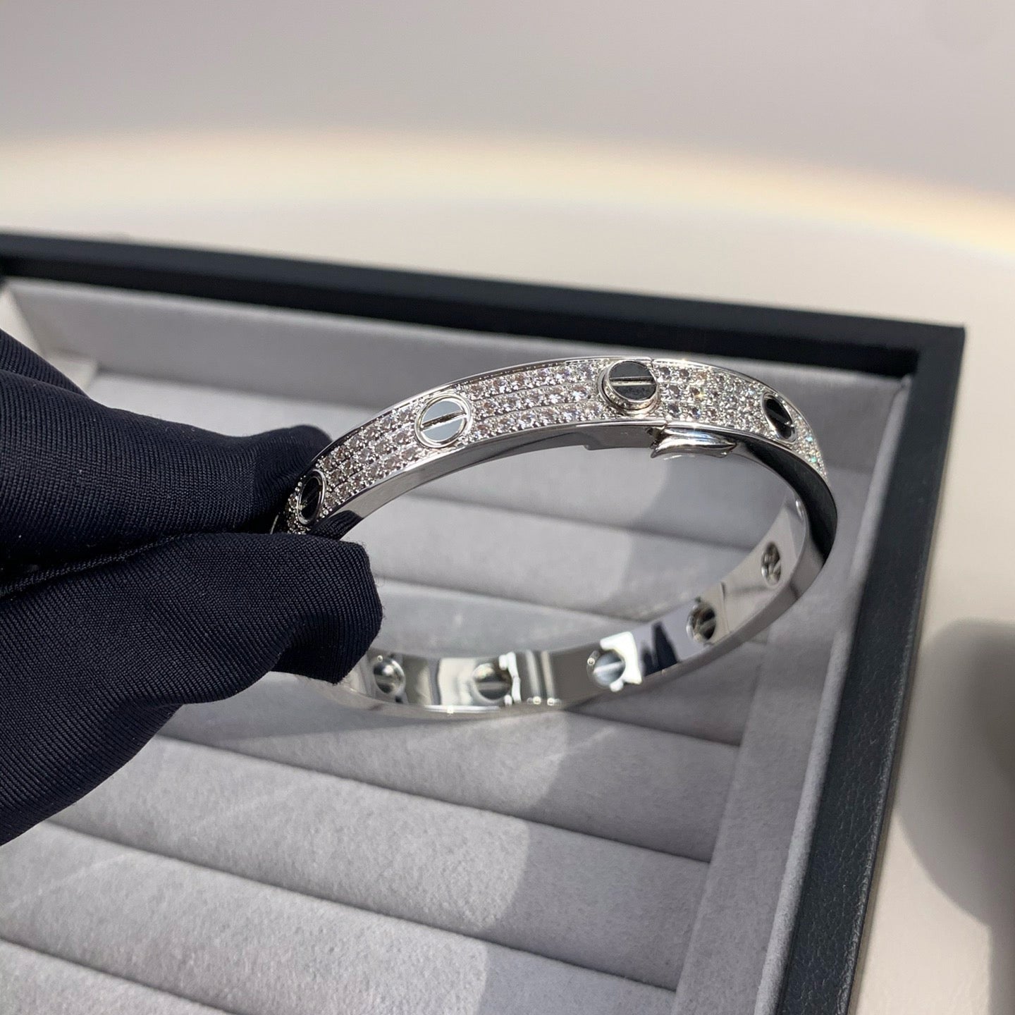 [Agudo Jewelry]LOVE BRACELET 6.1MM DIAMOND-PAVED CERAMIC