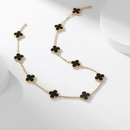 [AgudoJewelry]CLOVER 10 MOTIFS ONYX NECKLACE