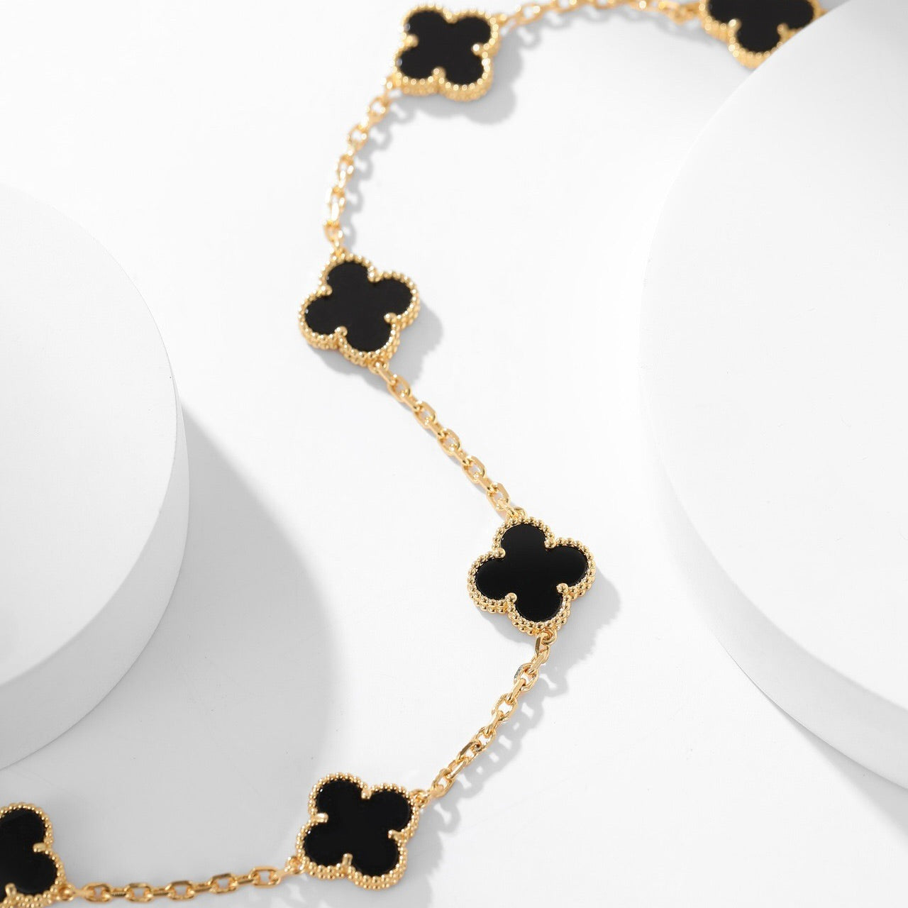 [AgudoJewelry]CLOVER 10 MOTIFS ONYX NECKLACE