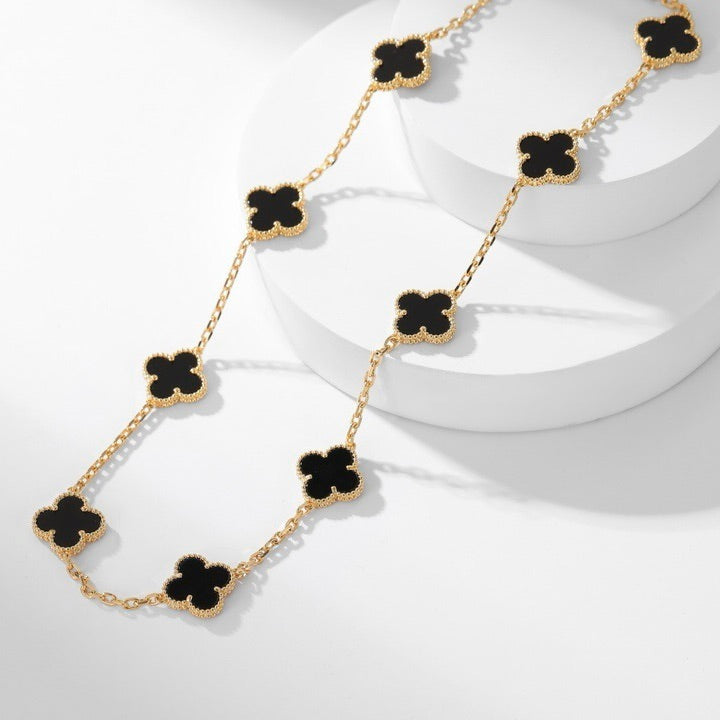 [AgudoJewelry]CLOVER 10 MOTIFS ONYX NECKLACE