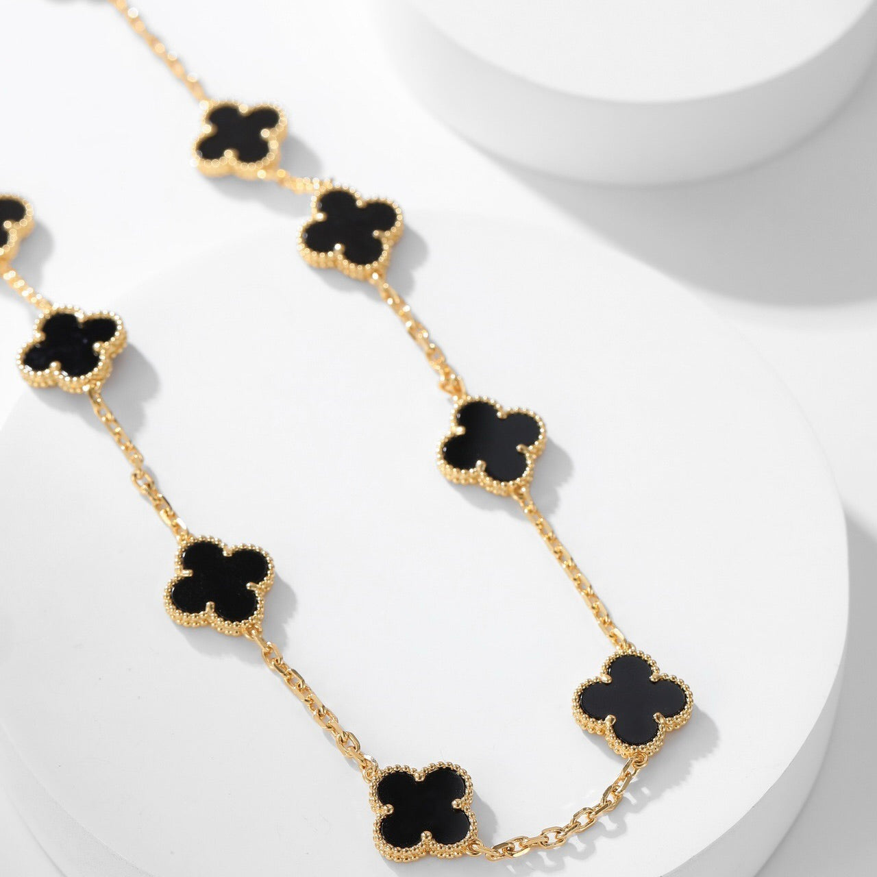 [AgudoJewelry]CLOVER 10 MOTIFS ONYX NECKLACE