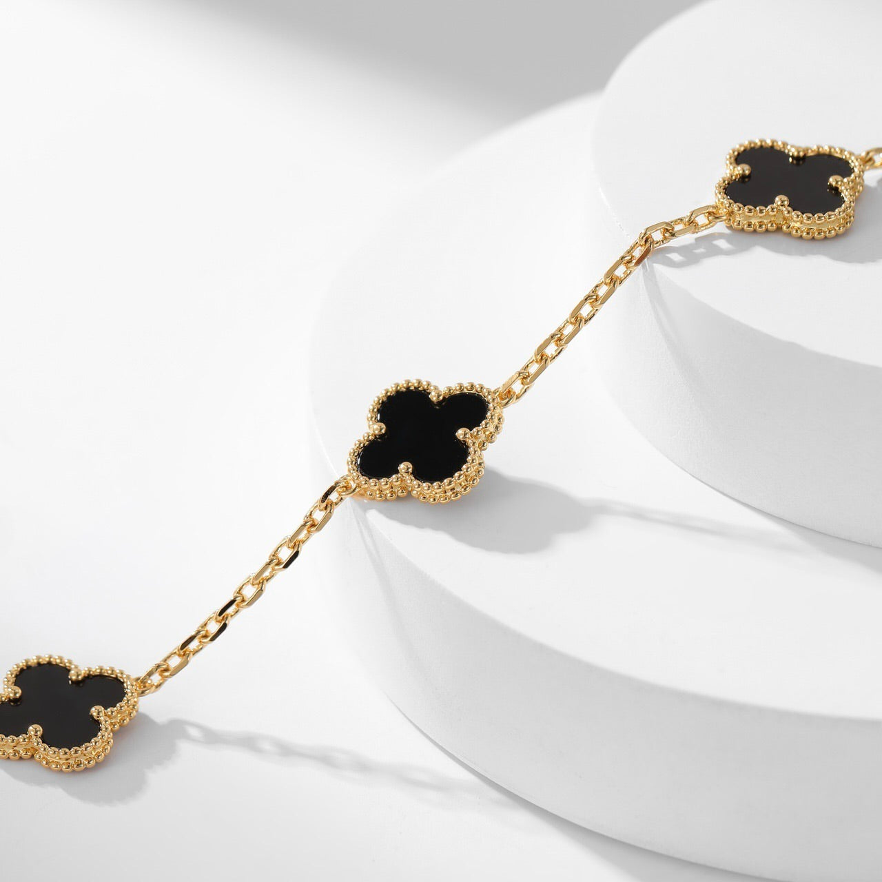 [AgudoJewelry]CLOVER 10 MOTIFS ONYX NECKLACE