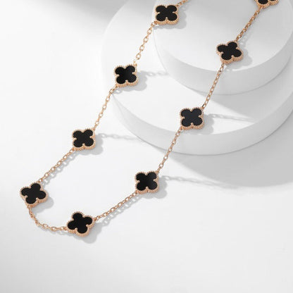 [AgudoJewelry]CLOVER 10 MOTIFS ONYX NECKLACE