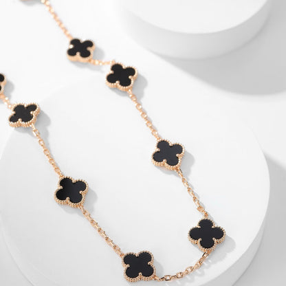 [AgudoJewelry]CLOVER 10 MOTIFS ONYX NECKLACE