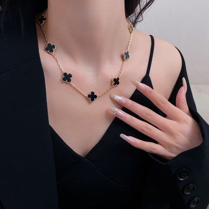 [AgudoJewelry]CLOVER 10 MOTIFS ONYX NECKLACE