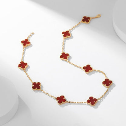 [Agudo Jewelry]CLOVER 10 MOTIFS CARNELIAN NECKLACE