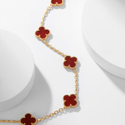 [Agudo Jewelry]CLOVER 10 MOTIFS CARNELIAN NECKLACE