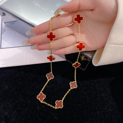 [Agudo Jewelry]CLOVER 10 MOTIFS CARNELIAN NECKLACE