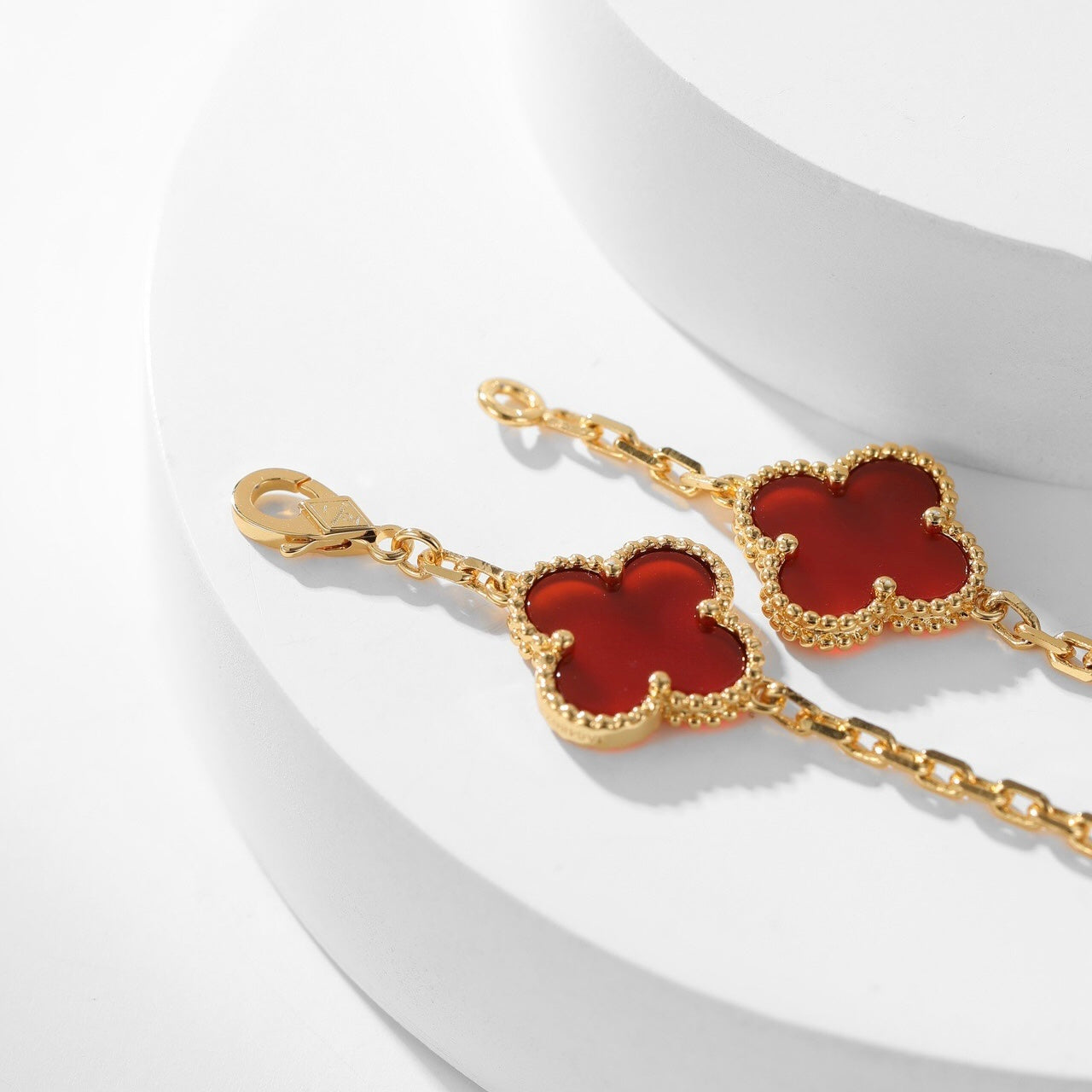 [Agudo Jewelry]CLOVER 10 MOTIFS CARNELIAN NECKLACE