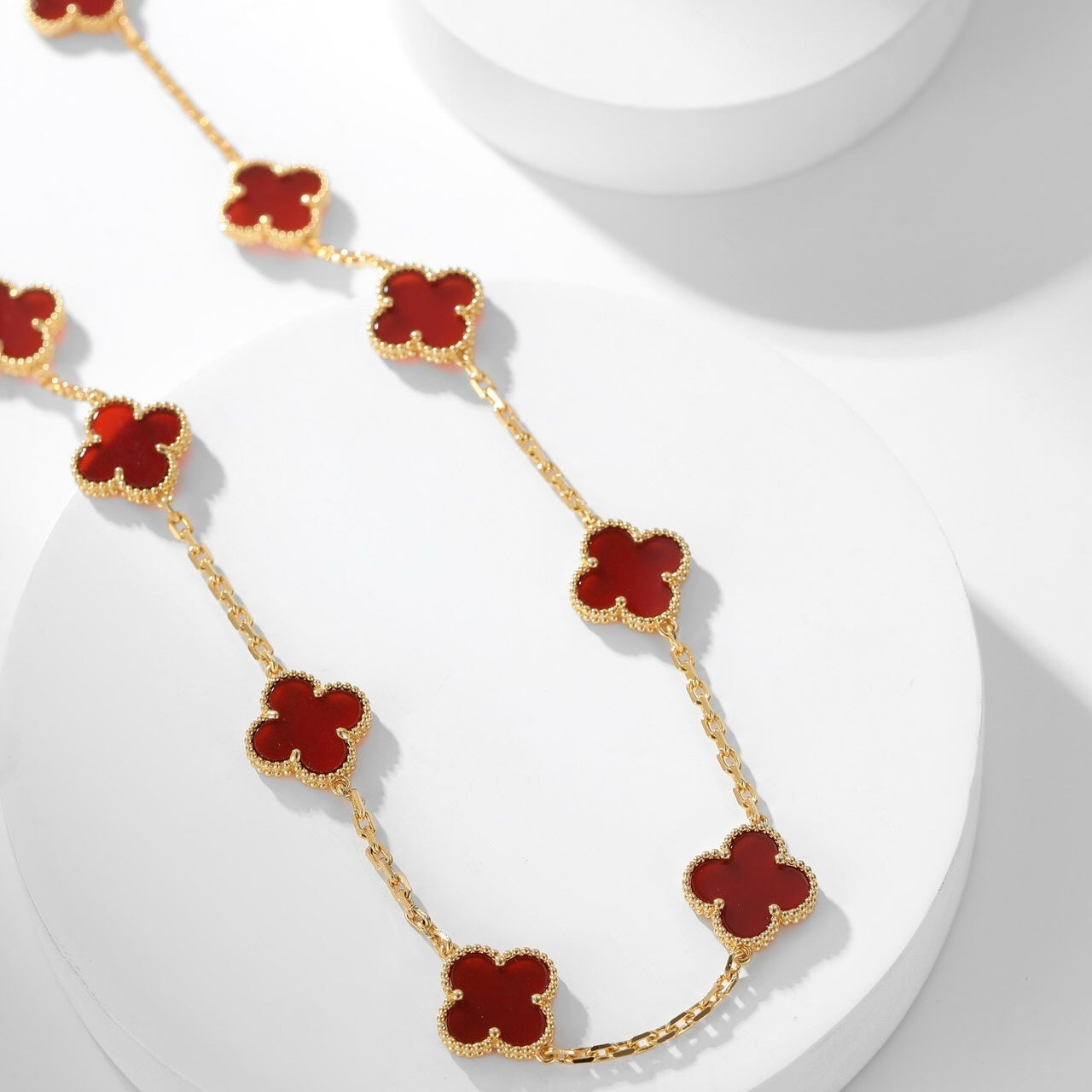 [Agudo Jewelry]CLOVER 10 MOTIFS CARNELIAN NECKLACE