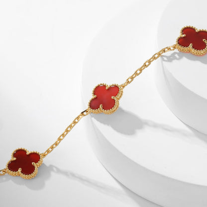 [Agudo Jewelry]CLOVER 10 MOTIFS CARNELIAN NECKLACE