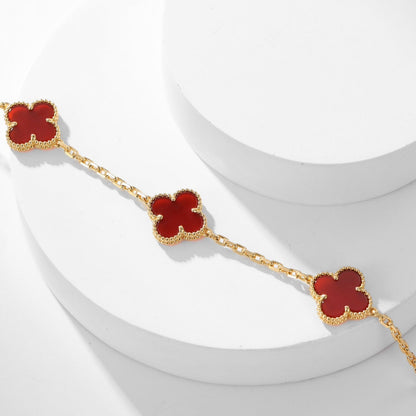 [Agudo Jewelry]CLOVER 10 MOTIFS CARNELIAN NECKLACE