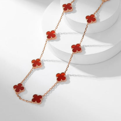 [Agudo Jewelry]CLOVER 10 MOTIFS CARNELIAN NECKLACE