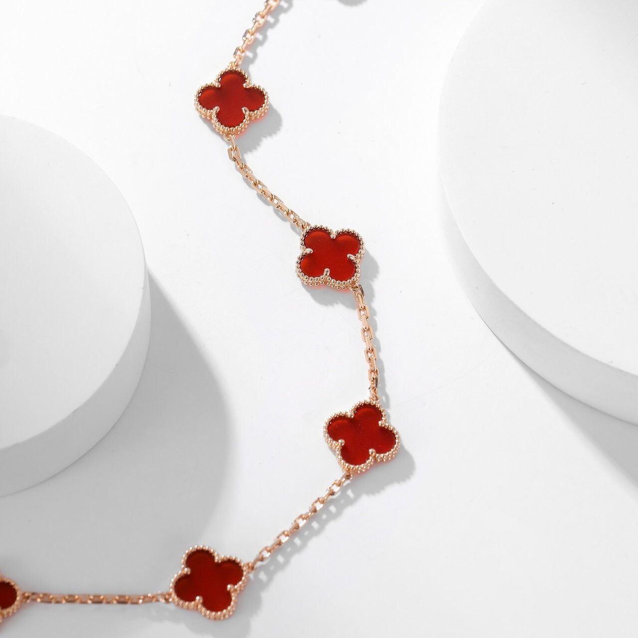 [Agudo Jewelry]CLOVER 10 MOTIFS CARNELIAN NECKLACE