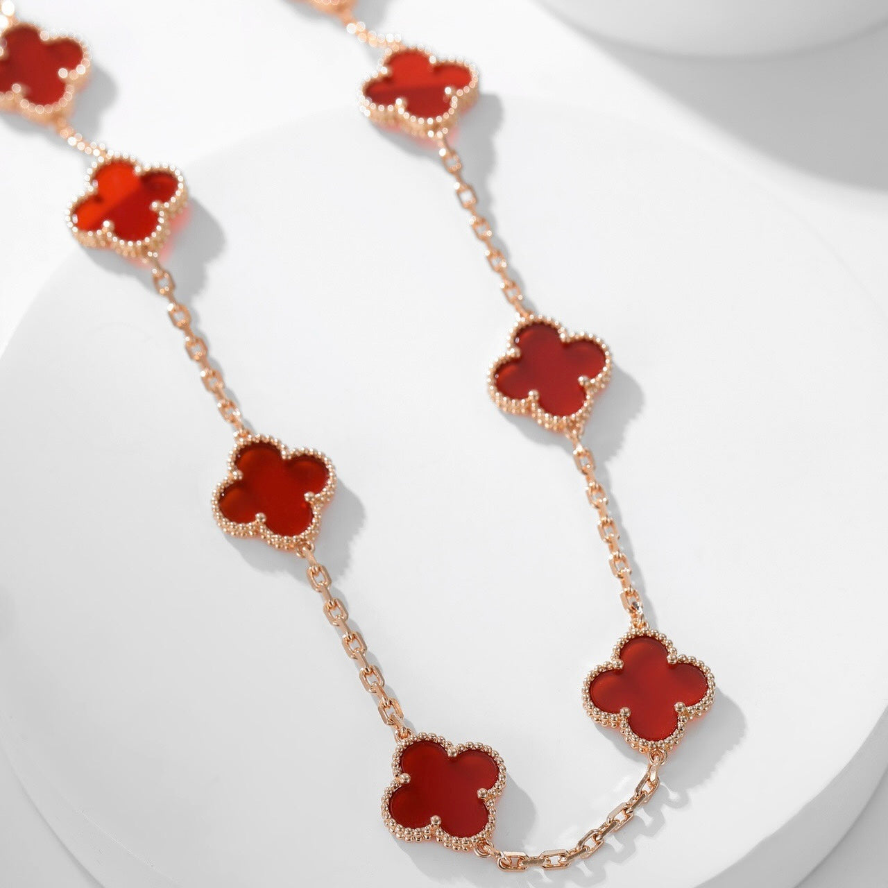 [Agudo Jewelry]CLOVER 10 MOTIFS CARNELIAN NECKLACE