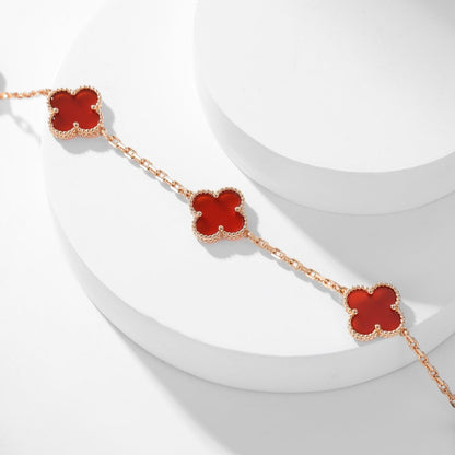 [Agudo Jewelry]CLOVER 10 MOTIFS CARNELIAN NECKLACE