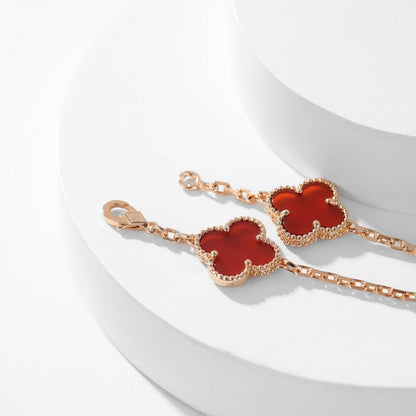 [Agudo Jewelry]CLOVER 10 MOTIFS CARNELIAN NECKLACE