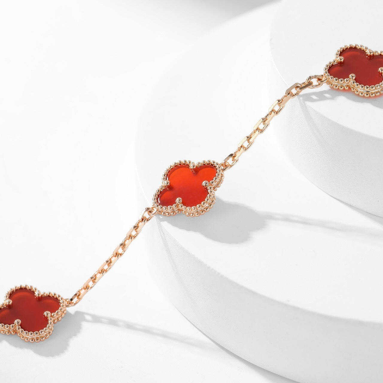 [Agudo Jewelry]CLOVER 10 MOTIFS CARNELIAN NECKLACE