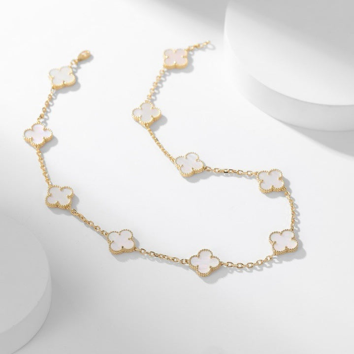 [Agudo Jewelry]CLOVER 10 MOTIFS WHITE MOTHER OF PEARL NECKLACE