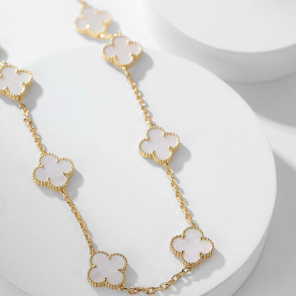 [Agudo Jewelry]CLOVER 10 MOTIFS WHITE MOTHER OF PEARL NECKLACE