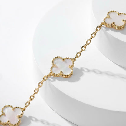 [Agudo Jewelry]CLOVER 10 MOTIFS WHITE MOTHER OF PEARL NECKLACE