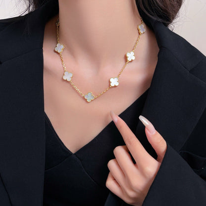 [Agudo Jewelry]CLOVER 10 MOTIFS WHITE MOTHER OF PEARL NECKLACE