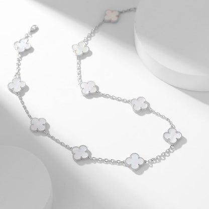 [Agudo Jewelry]CLOVER 10 MOTIFS WHITE MOTHER OF PEARL NECKLACE