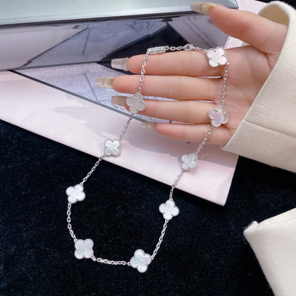 [Agudo Jewelry]CLOVER 10 MOTIFS WHITE MOTHER OF PEARL NECKLACE