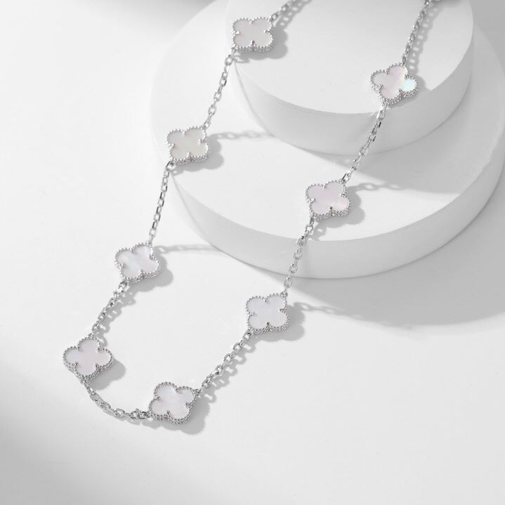 [Agudo Jewelry]CLOVER 10 MOTIFS WHITE MOTHER OF PEARL NECKLACE