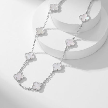 [Agudo Jewelry]CLOVER 10 MOTIFS WHITE MOTHER OF PEARL NECKLACE