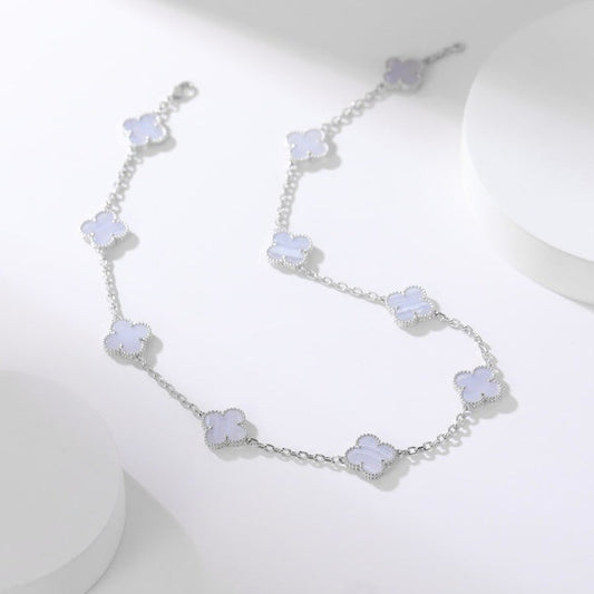 [Agudo Jewelry]CLOVER 10 MOTIFS PURPLE CHALCEDONY NECKLACE