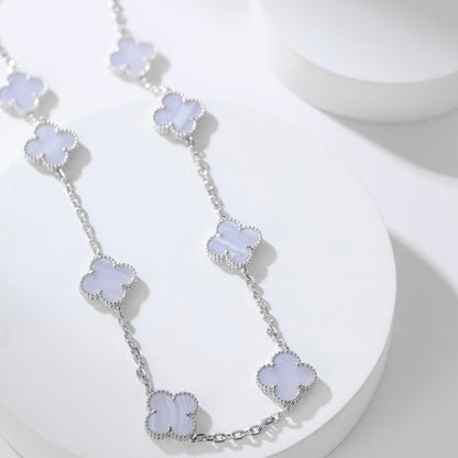 [Agudo Jewelry]CLOVER 10 MOTIFS PURPLE CHALCEDONY NECKLACE