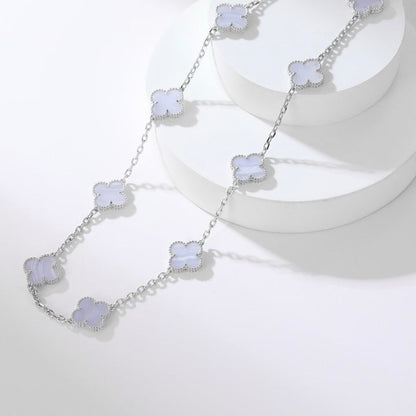 [Agudo Jewelry]CLOVER 10 MOTIFS PURPLE CHALCEDONY NECKLACE